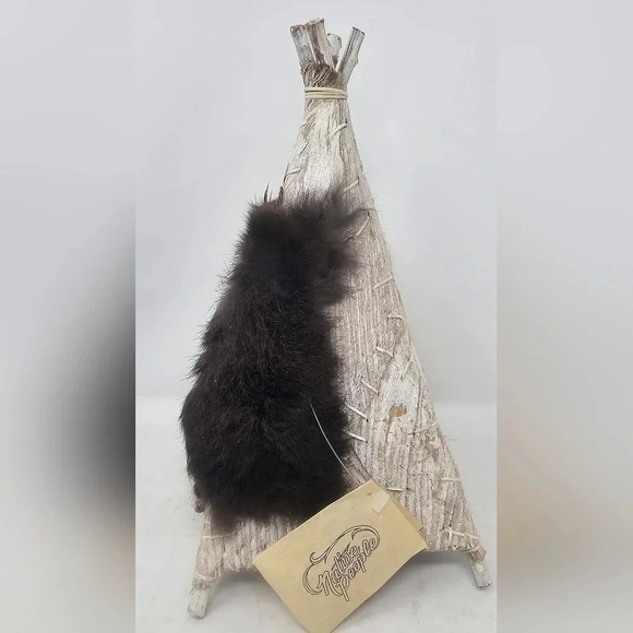 Vintage Natural Wonders Handmade Mini  Native American Indian Teepee Wigwam Fur - Picture 4 of 14
